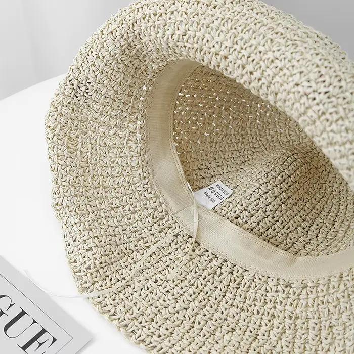 Chapeau seau en paille de Style coréen pour femmes
