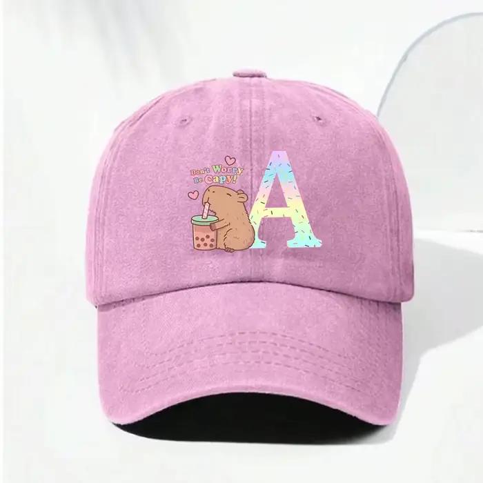Casquette de baseball Capybara lettre A-Z anime mignon rétro pour filles et femmes couvre-chef réglable cadeau pour adultes occasions spéciales