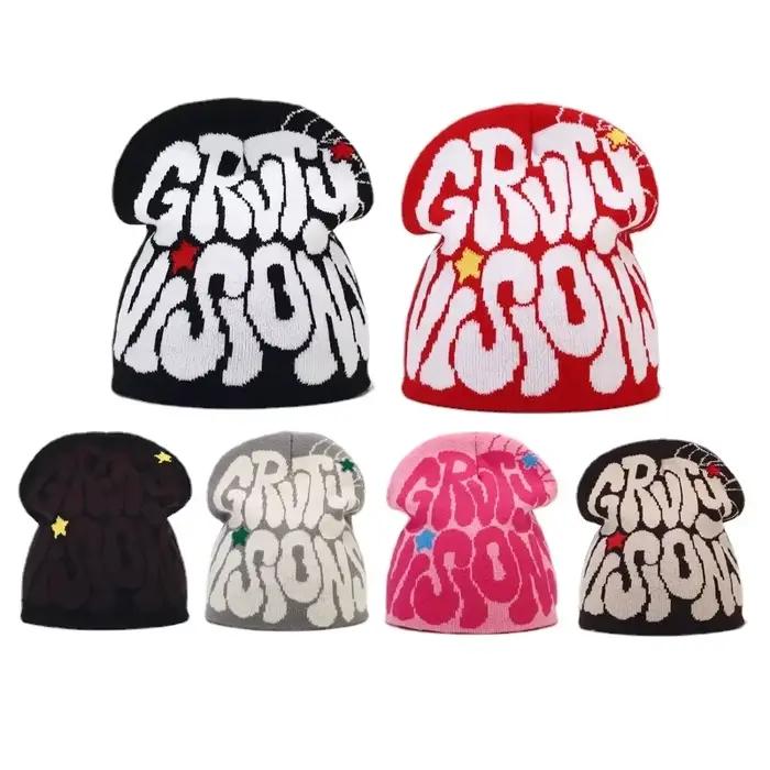 Y2K lettre tricoté hiver automne bonnet hommes femmes Kanye bonnets Gorras Hombre haut chaud ski chapeau oreille chapeaux Hip Hop Skullcap