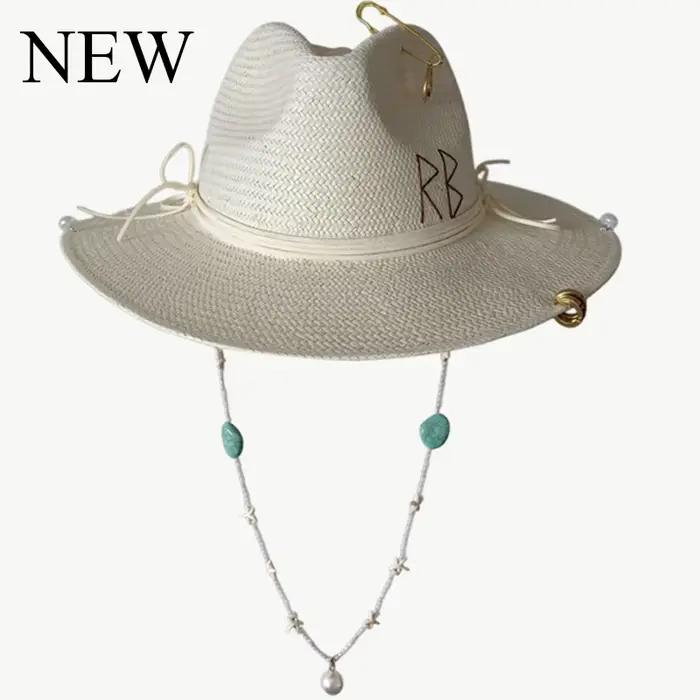 Chapeau de plage avec lettres RB pour femmes