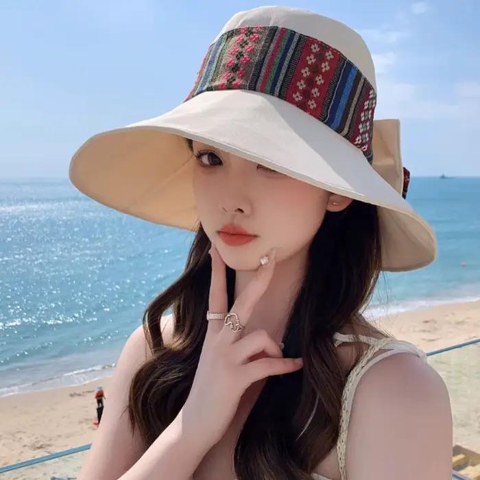 Chapeau de soleil rétro anti-UV pour femme