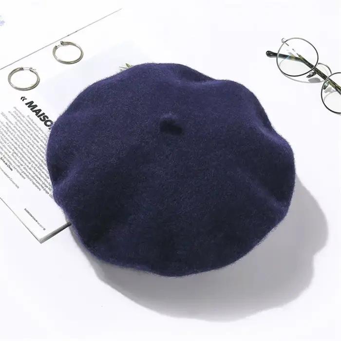 Femmes filles Baggy Beanie casquette plate chapeau laine béret