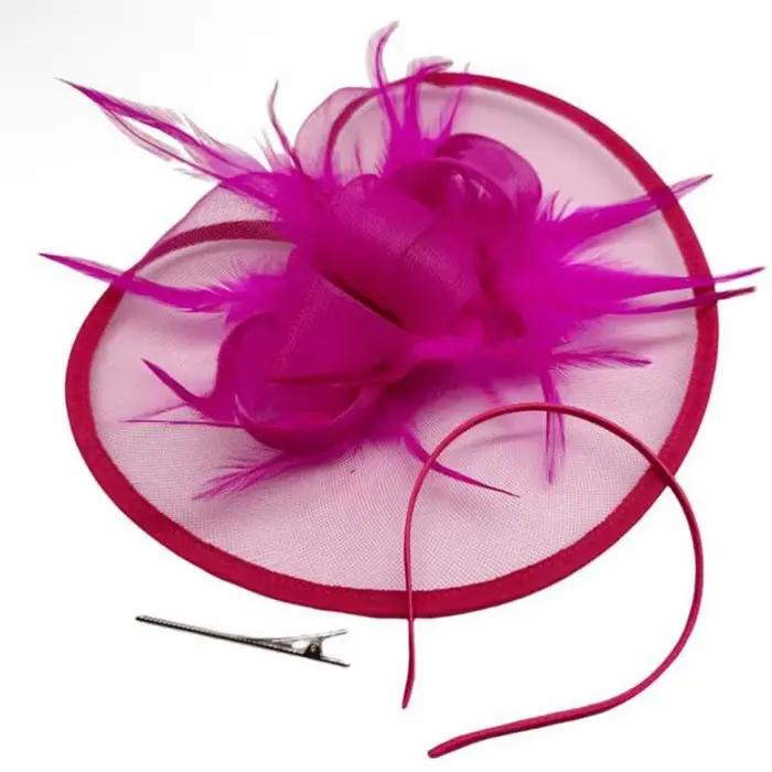 Chapeau Fascinator Élégant Vintage Femme Orné de Fleurs Plumes Fêtes Thé Kentucky Derby Occasions Spéciales