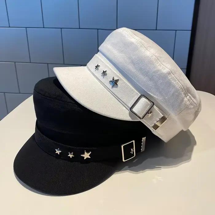Béret noir pour femme, style rétro britannique
