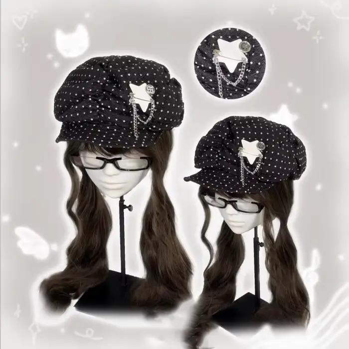 Chapeaux de mode pour femmes à pois mignon Y2K chapeau Lolita Cosplay accessoires béret