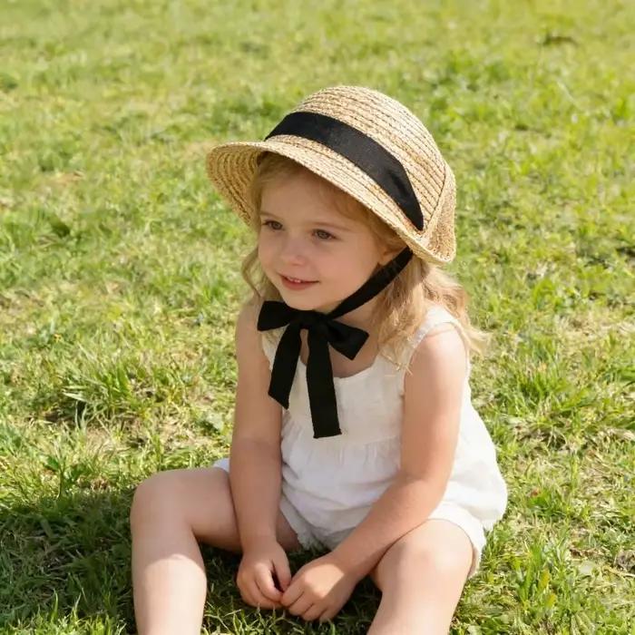 Chapeau de paille élégant rétro pour enfants