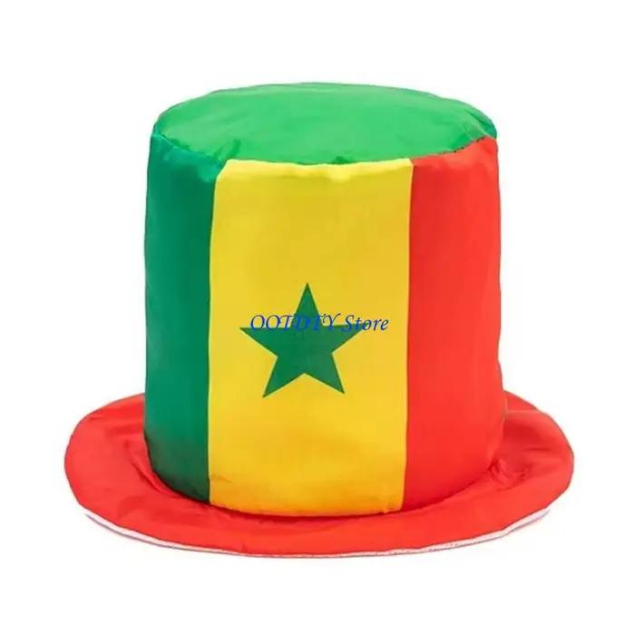 Chapeau haut football design drapeaux pays tissu respirant confortable pour événements sportifs soirées supporters célébrations en intérieur et extérieur