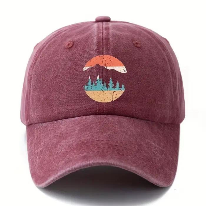 Chapeau de baseball imprimé coucher de soleil de montagne pour hommes et femmes