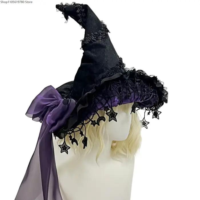 Chapeau de sorcière magique vintage gothique pour femmes et hommes, chapeau de cosplay sorcière, accessoire lolita pour occasions spéciales