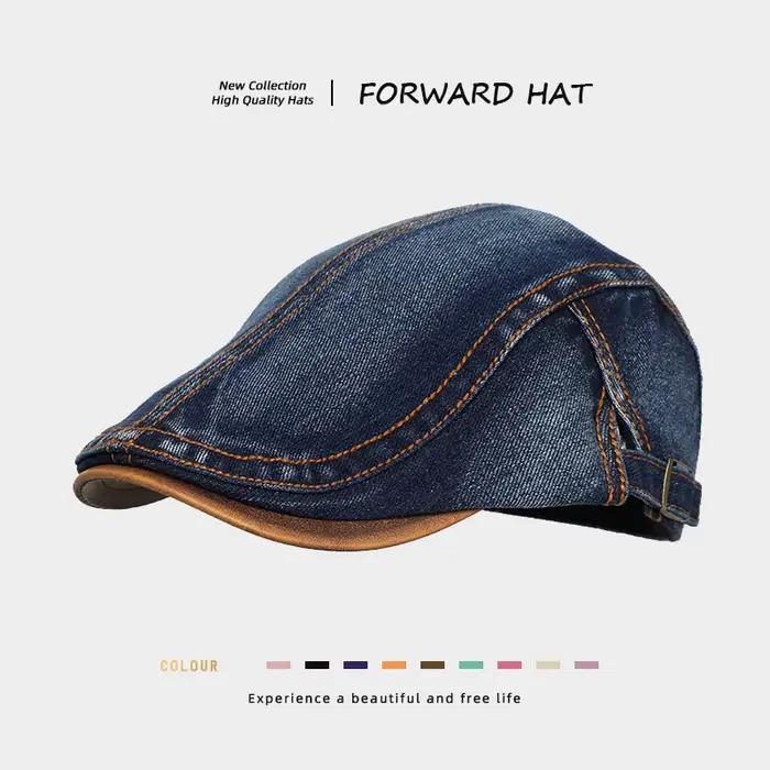 Béret en Denim délavé Vintage