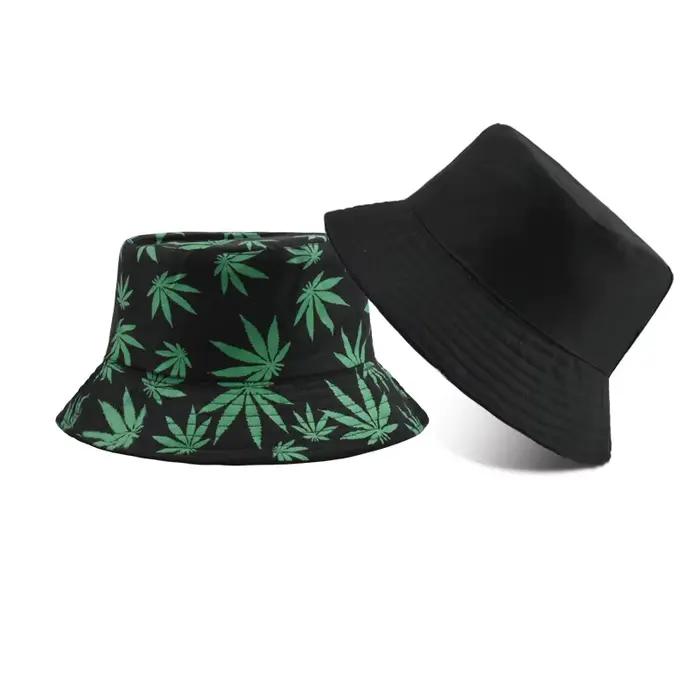 Chapeau de pêcheur en feuille d'érable imprimé à la mode de style rétro