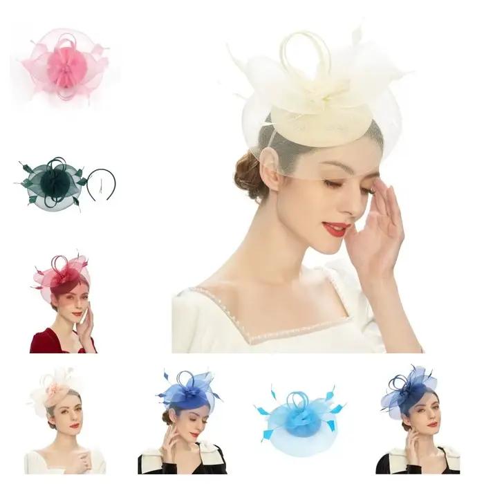 Chapeau Fascinator Vintage en Plumes et Résille