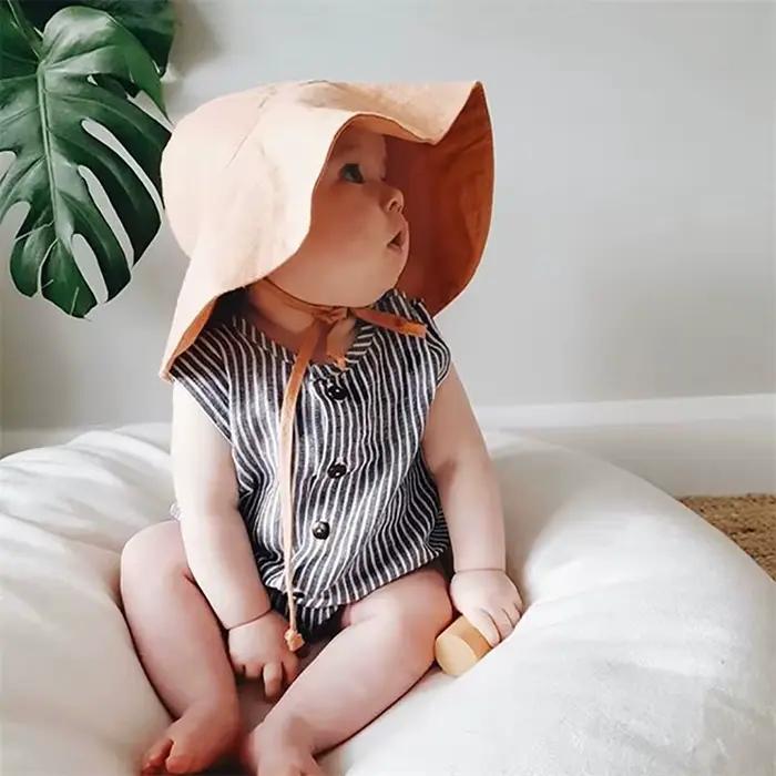 Bébé SunHat été garçons filles seau chapeau enfants coton UV voyage chapeaux enfant grand bord en plein air plage casquettes mode décontracté Panama casquette