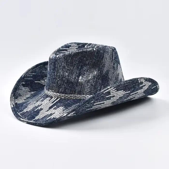 Chapeau de cowboy occidental en denim lavé