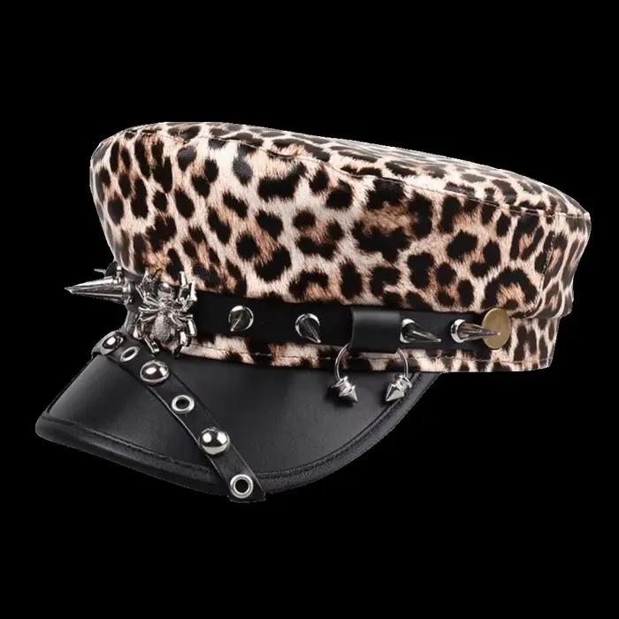 Chapeau léopard vintage hip-hop à rivets
