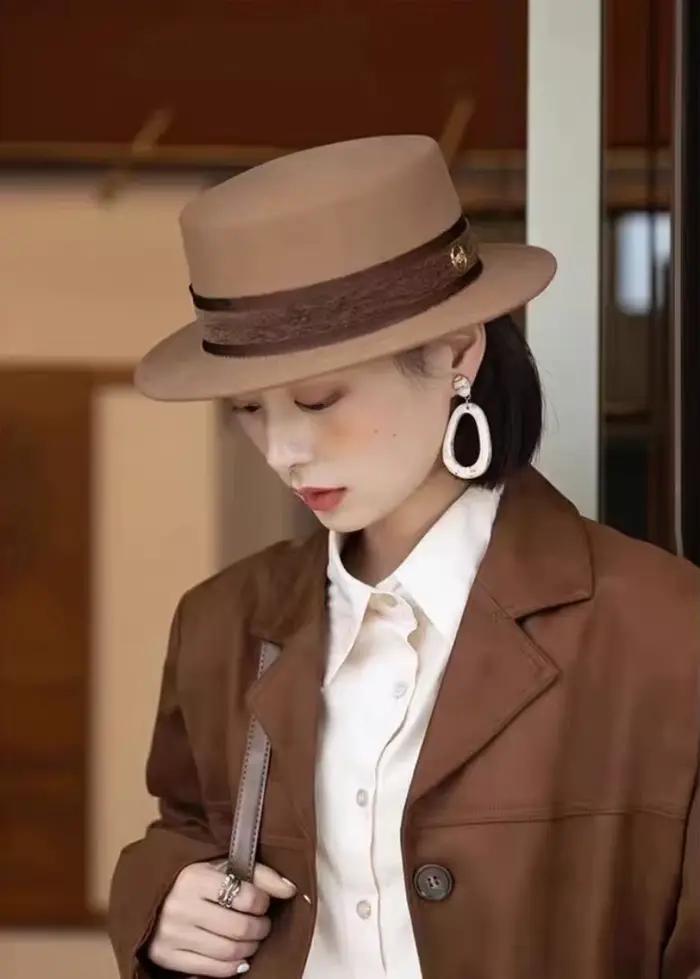 Mode française nouveau automne et hiver tout élégant vintage plat chapeau femmes