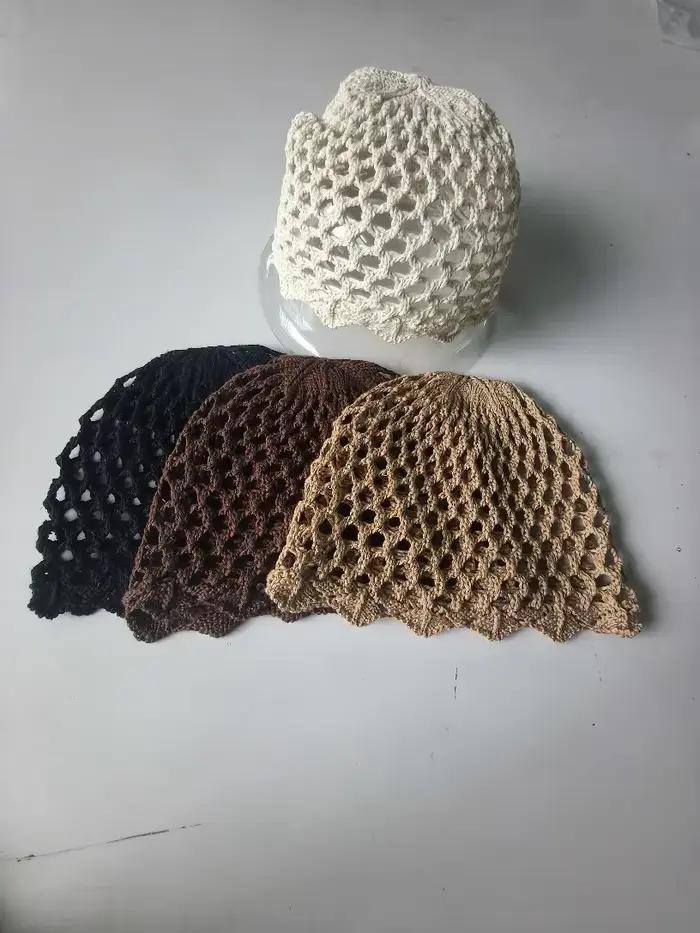 Chapeau tricoté en fil de coton pour femmes
