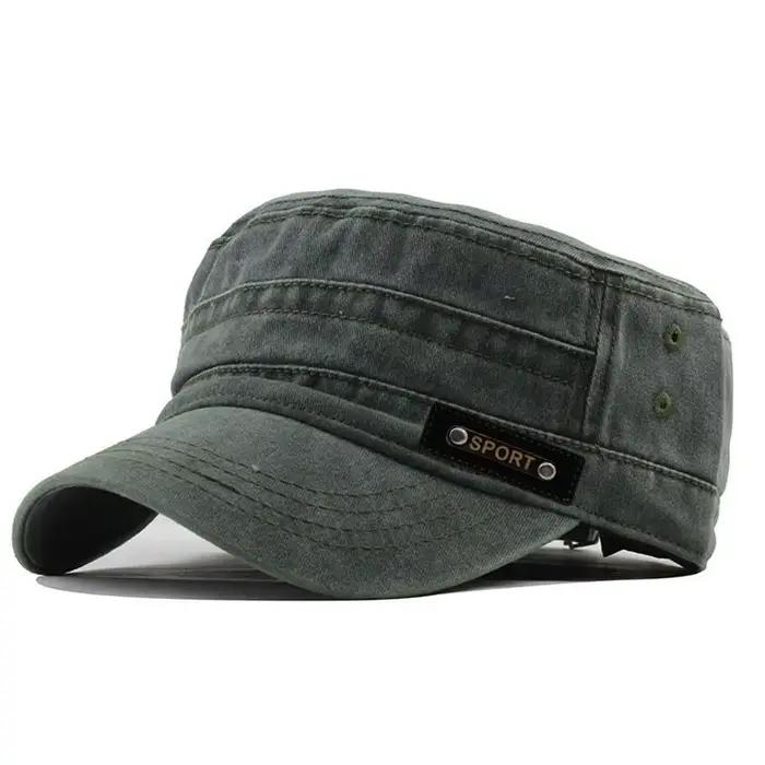 Casquette plate décontractée en coton délavé