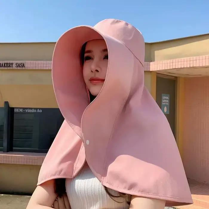 Parasol de protection solaire avec grand chapeau de soleil intégré pour femme