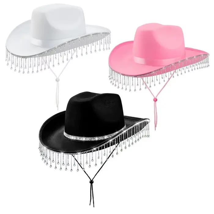 Chapeau de cowboy rétro brillant à large bord