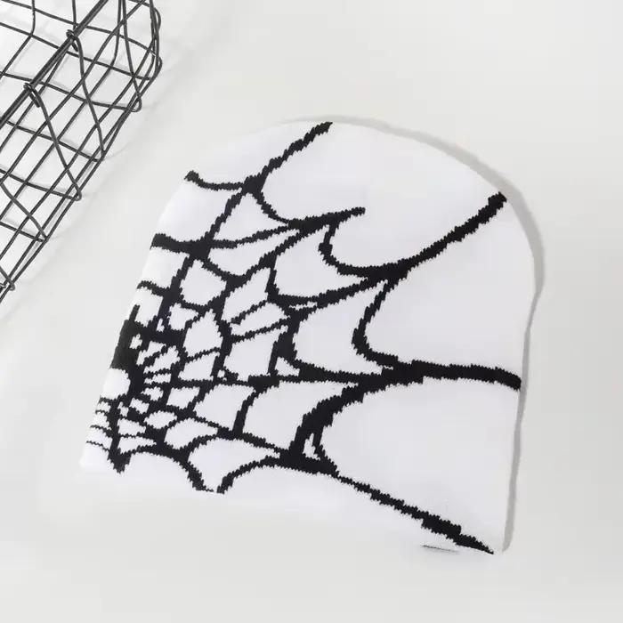Tricot Spider Web Design chapeau Skullies bonnets pour hommes femmes pull Pile Cap Y2k Goth chaud Bonnet chapeaux nouveau Hip-hop casquette de rue