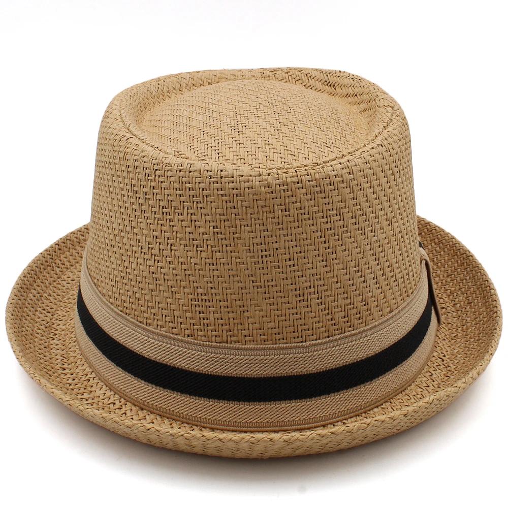 Chapeaux de tarte de porc en paille classique pour hommes et femmes, chapeaux de soleil Fedora, casq