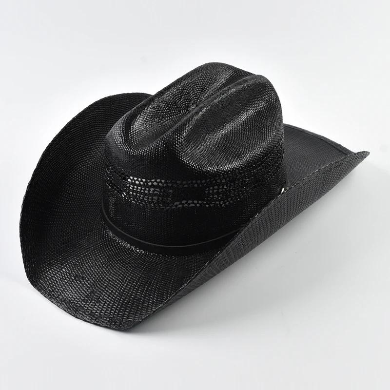 Chapeaux de cowboy en paille pour hommes et femmes, style vintage, à large bord bouclé, chapeaux de 