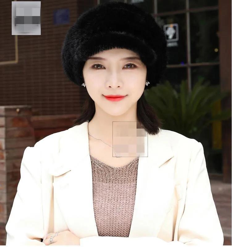 Chapeau tricoté en vraie fourrure de vison pour femme, casquette d'hiver élégante, nouvelle mode, ép
