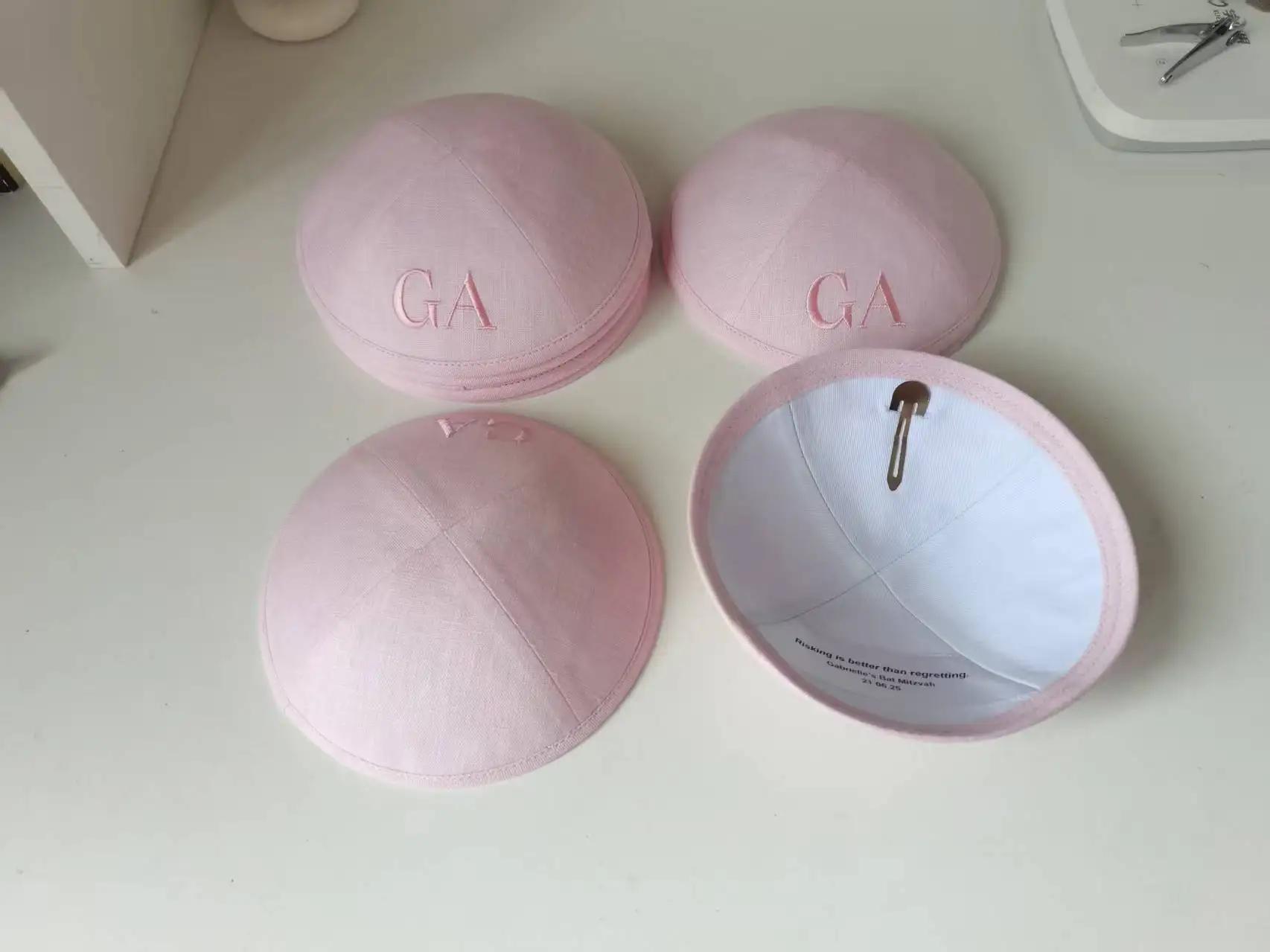 Kippot en lin rose personnalisé