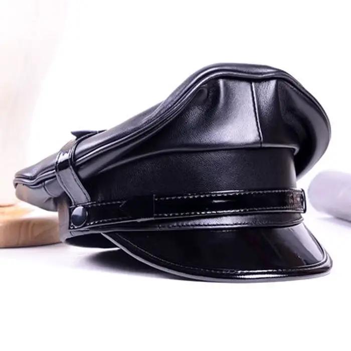 Chapeau de moto en cuir véritable pour hommes et femmes, RapMachine Knight, Casquettes, Punk, Rétro,