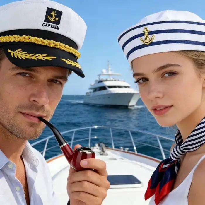 Chapeau de capitaine pour adulte accessoire de costume fête sur yacht Halloween cosplay chapeau marin occasion spéciale