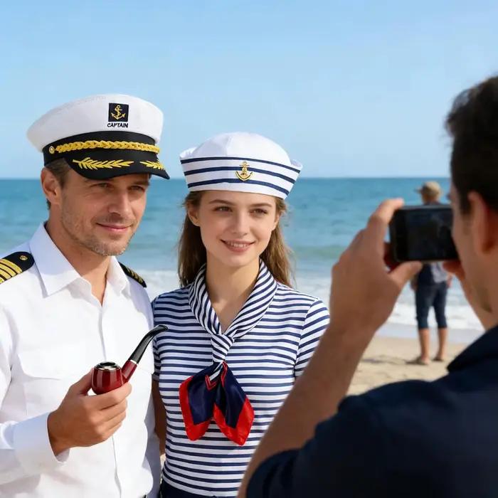 Chapeau de capitaine pour adulte accessoire de costume fête sur yacht Halloween cosplay chapeau marin occasion spéciale