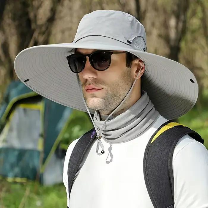 Chapeau de protection UV avec large bord en maille respirante, détachable et élégant pour les journées d'été à la plage