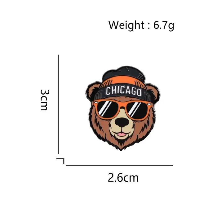 Lunettes de soleil stylées Chicago Bears, bonnets tricotés, épingles en émail, broches sportives rét