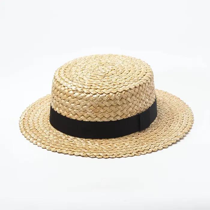 Chapeau de paille à large bord, fait à la main, pour femmes, pour la plage, protection UV, personnal