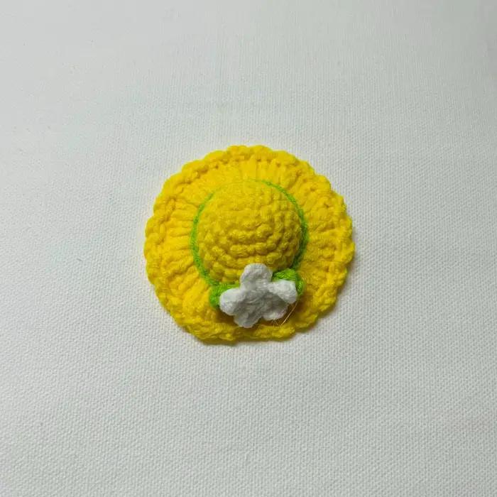 Petit chapeau mignon au Crochet fait à la main de 6cm, décoration pour vêtements et bijoux, accessoi