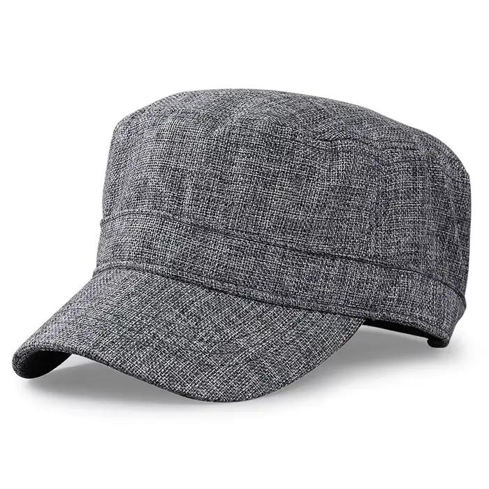 Casquette de cadet d'extérieur en faux lin pour hommes et femmes, chapeau plat Big Head, grande tail