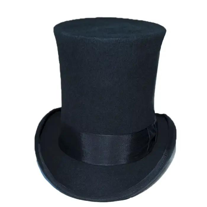 Chapeau haut de 25cm, cylindre traditionnel en laine, Fedora, Pot de cheminée, chapeau de poêle, vêt