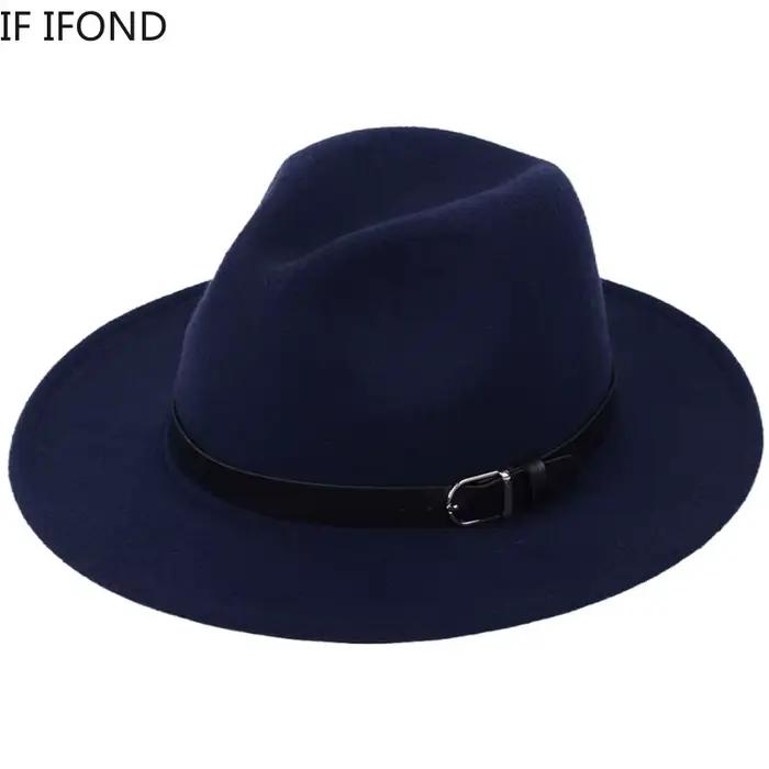 Chapeau Fedora britannique classique pour hommes et femmes, Imitation laine, chapeaux d'hiver en feu