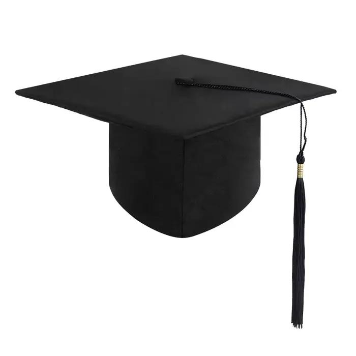 Casquettes de célibataire avec glands pour adultes, chapeau de graduation de maître universitaire, f