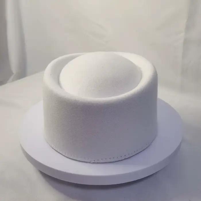 Chapeau Pillbox Vintage Style Hôtesse de l'Air, Chapeau Haut de Forme en Laine Couleur Unie Polyvale