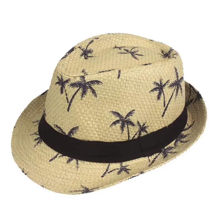 Chapeau de paille pour enfants, imprimé, pour bébés garçons, Panama, Jazz, plein air, plage