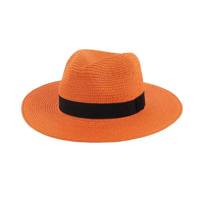 Chapeau de paille d'été unisexe, protection solaire tendance, chapeau Panama polyvalent pour la plag