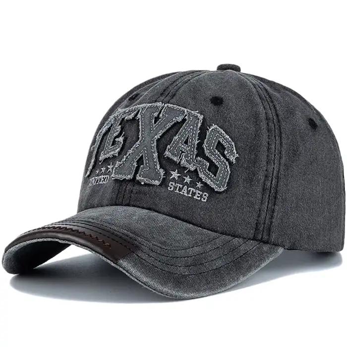 Casquette de Baseball classique Vintage unisexe, lettre TEXAS brodée, en coton lavé, Chic, pour homm