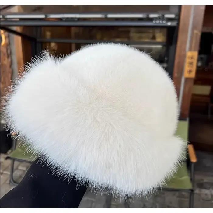 Chapeau chaud en fausse fourrure confortable pour femme, casquette en peluche pour femme, chapeau mo