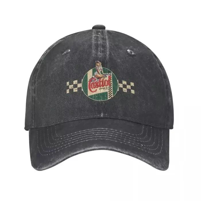 Castrol Vintage course rayure Pin Up fille casquettes de Baseball mode en détresse coton huile moteu