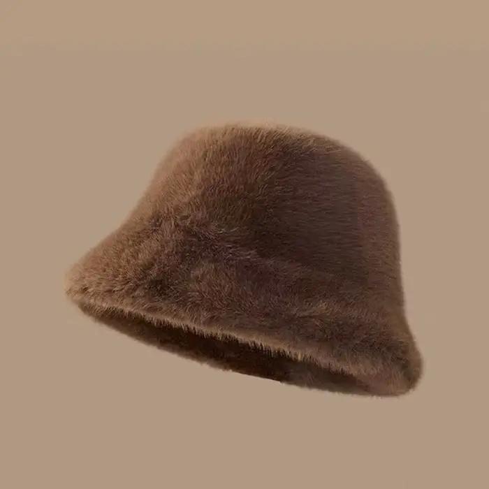 Chapeau de pêcheur en fourrure moelleuse pour femmes, casquette de Protection des oreilles en peluch