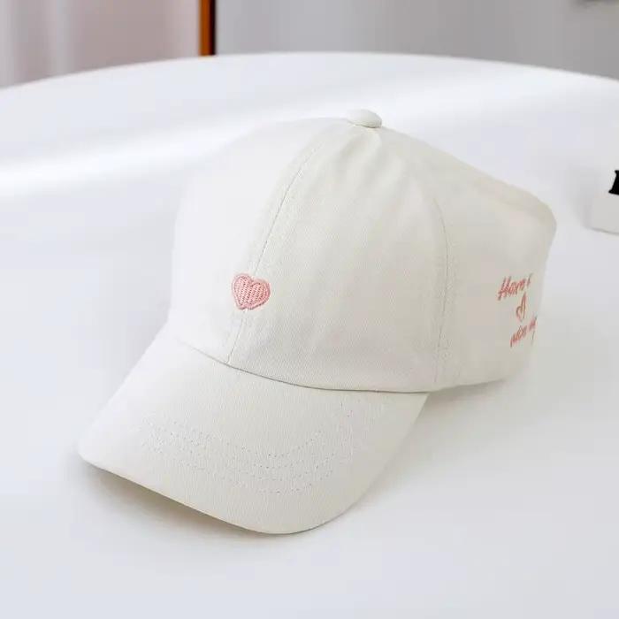 Chapeaux vides en forme de cœur brodé pour enfants, pare-soleil d'été pour filles coréennes, queue d