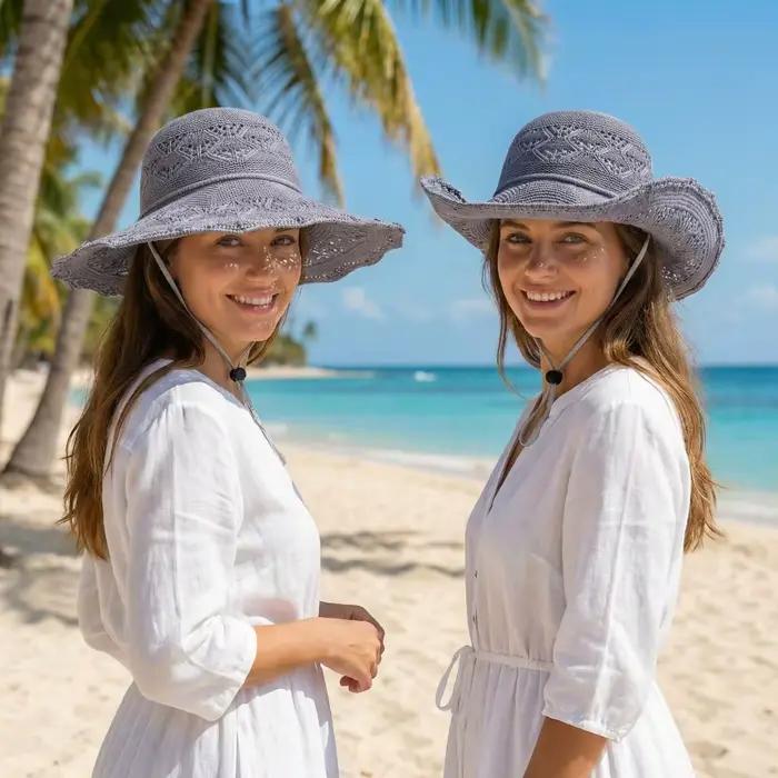 Chapeau de soleil élégant pour femme, chapeau de plage respirant et pliable à large bord, adapté pou