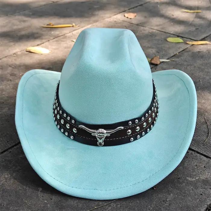 Chapeau Fedora de Cowboy occidental en daim et cuir rétro pour hommes et femmes, accessoires de tête